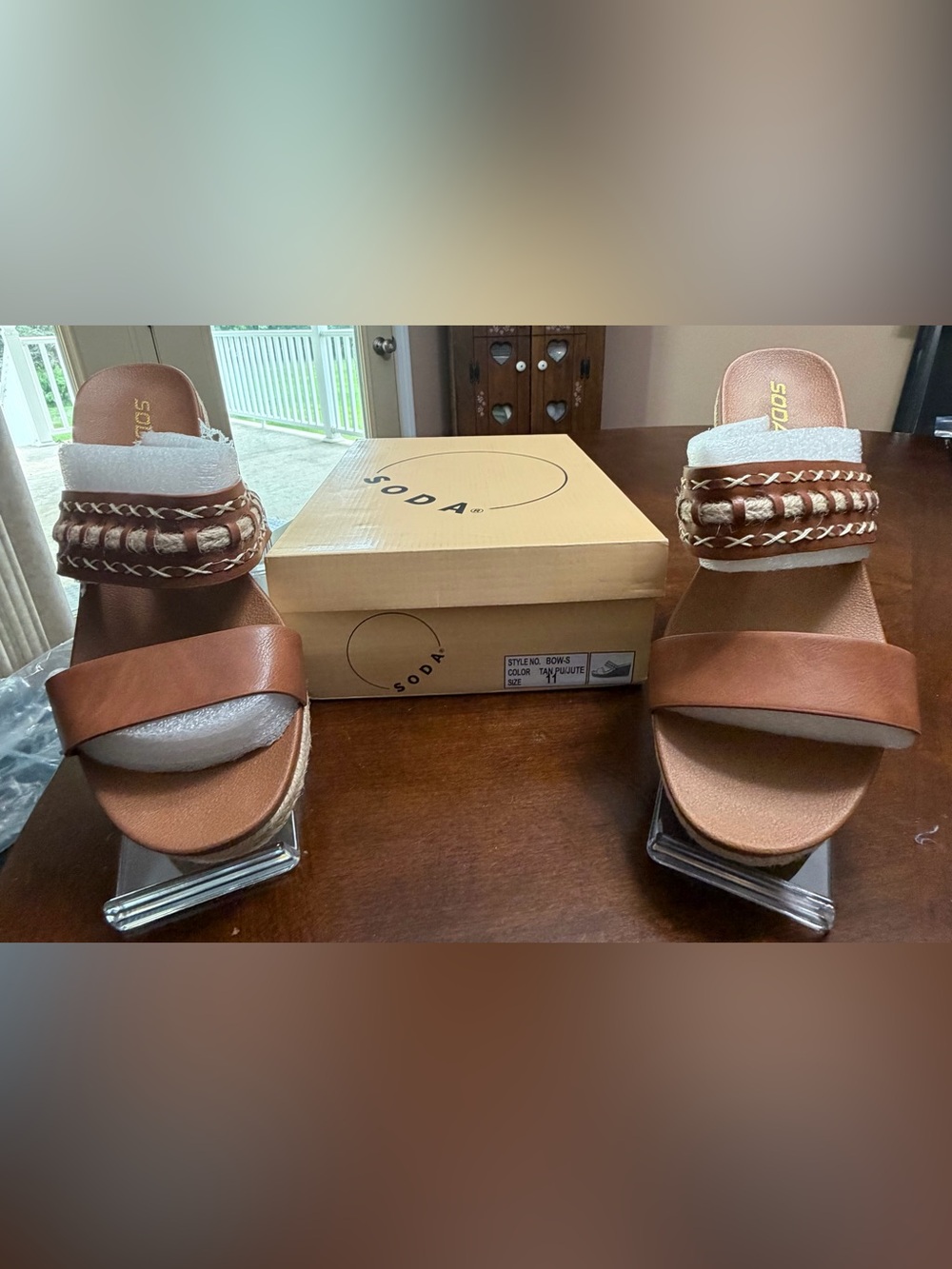 Soda Tan and Black Women’s Sandals